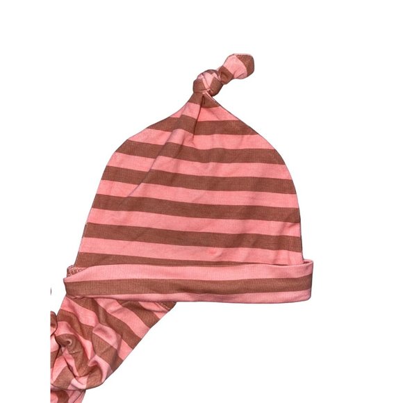 Mud Pie pink brown knotted gown hat set NWOT 0-3m - Picture 2 of 4